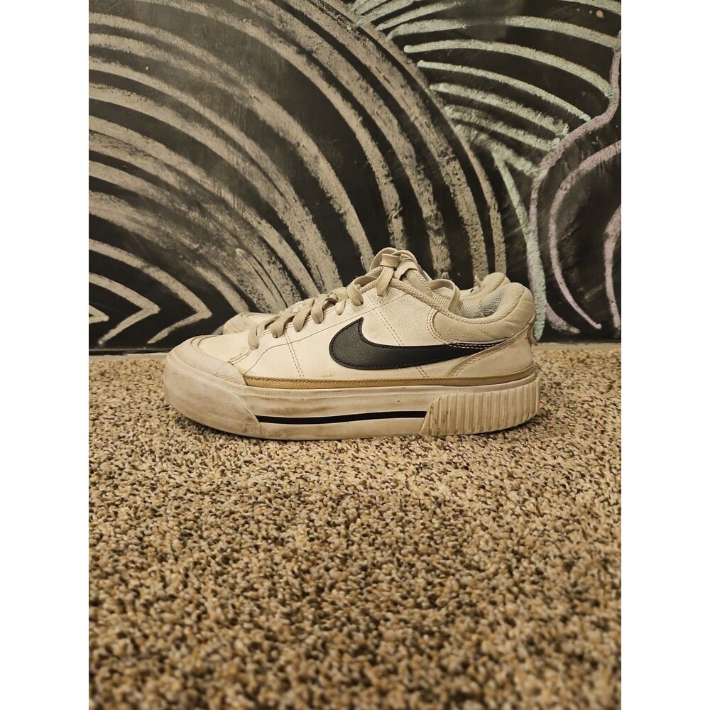 Nike Court Legacy Lift Women's Sneakers Size 7.5 White/Black-Hemp